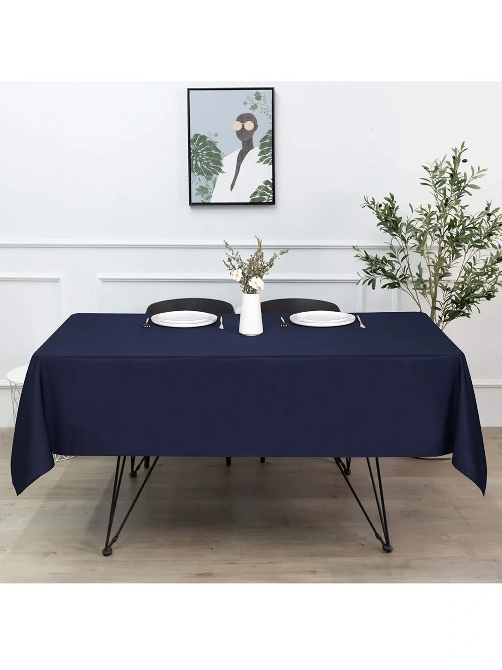 Classic Navy Dining Tablecloth - 90”x 132” Elegant Weddings Showers